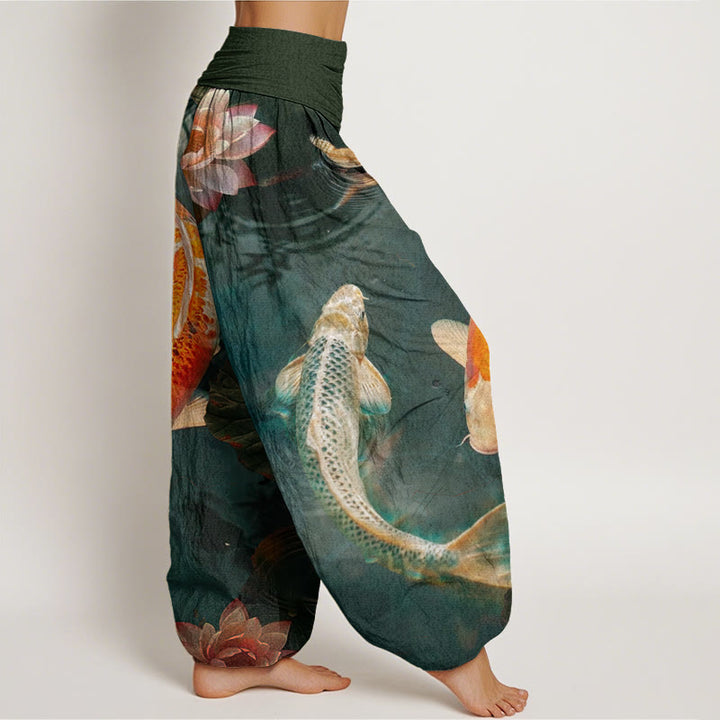 Buddha Stones mit Koi-Fisch- und Lotus-Wasserwellen-Muster für Damen mit elastischer Taille - image 9