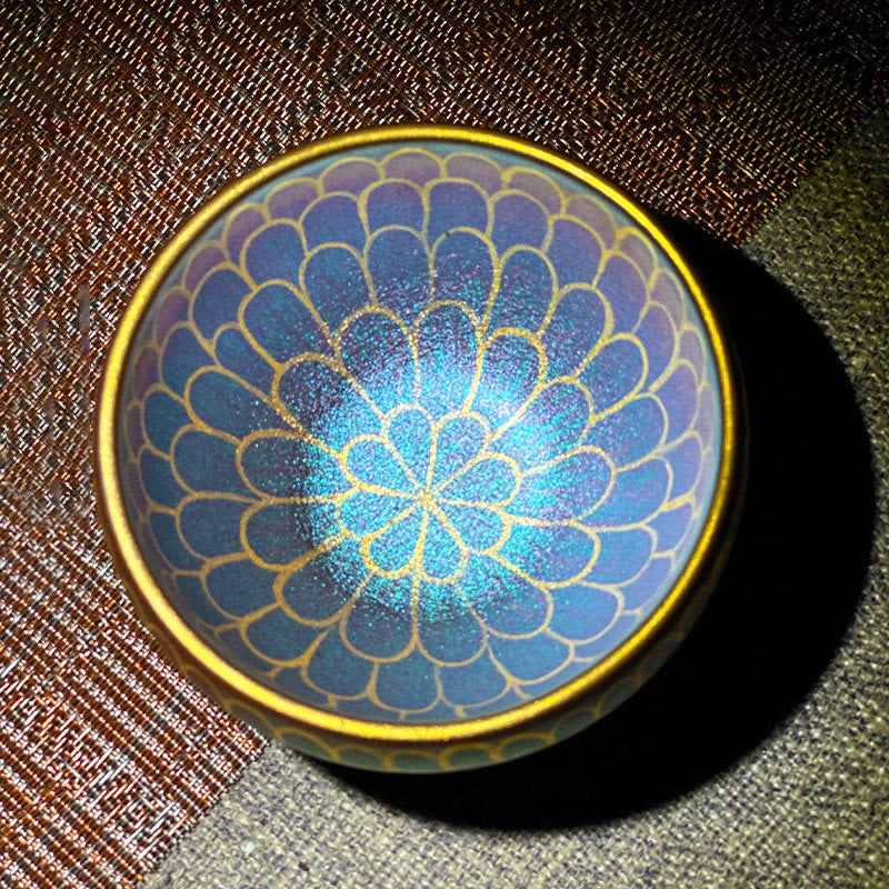 Buddha Stones Handgefertigte chinesische Jianzhan-Teetasse mit Lotusblumenmuster aus Keramik, Kung-Fu-Teetasse, 150 ml