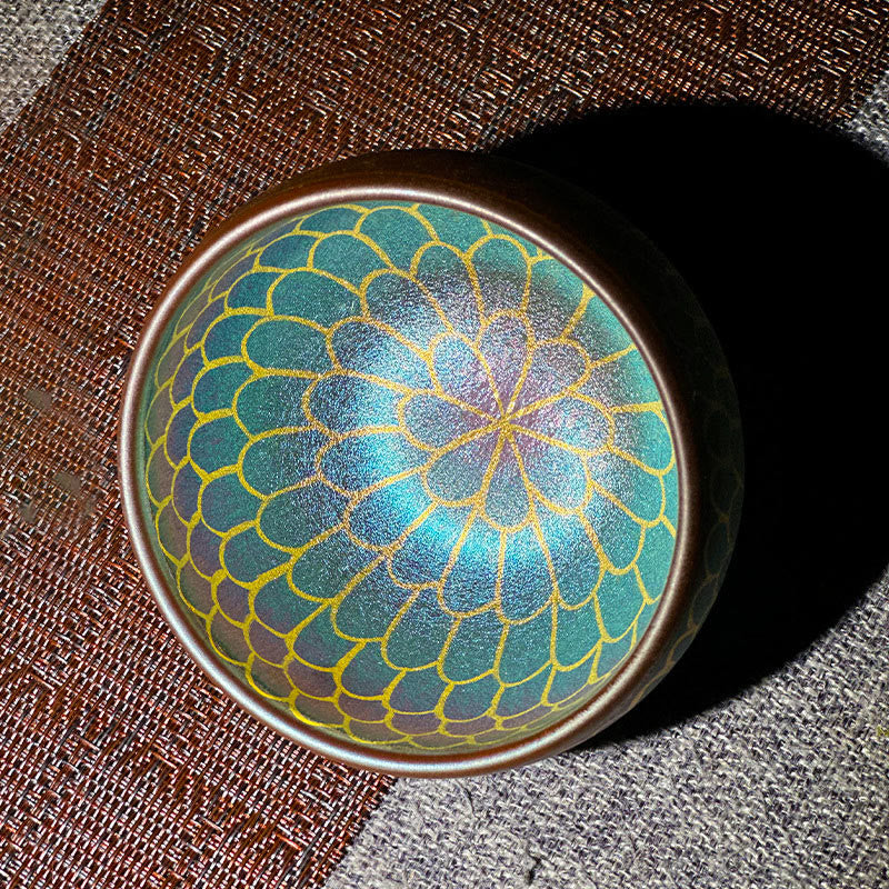Buddha Stones Handgefertigte chinesische Jianzhan-Teetasse mit Lotusblumenmuster aus Keramik, Kung-Fu-Teetasse, 150 ml