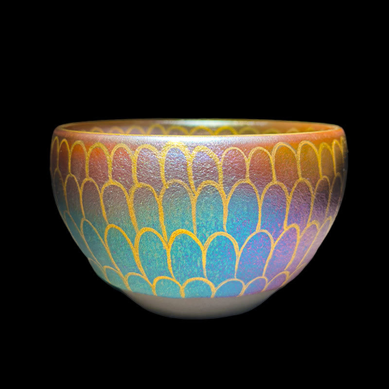 Buddha Stones Handgefertigte chinesische Jianzhan-Teetasse mit Lotusblumenmuster aus Keramik, Kung-Fu-Teetasse, 150 ml