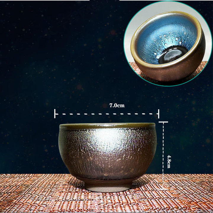 Buddha Stones , handgefertigt, chinesisches Jianzhan-Öltropfen-Punktmuster, Keramik-Teetasse, Tenmoku-Kung-Fu-Teetasse, 150 ml