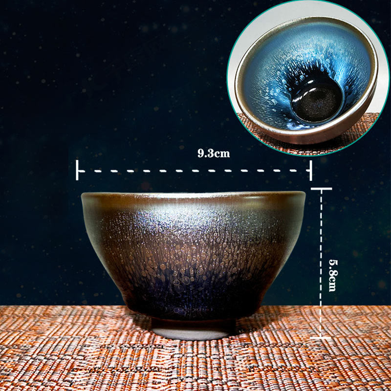 Buddha Stones , handgefertigt, chinesisches Jianzhan-Öltropfen-Punktmuster, Keramik-Teetasse, Tenmoku-Kung-Fu-Teetasse, 150 ml