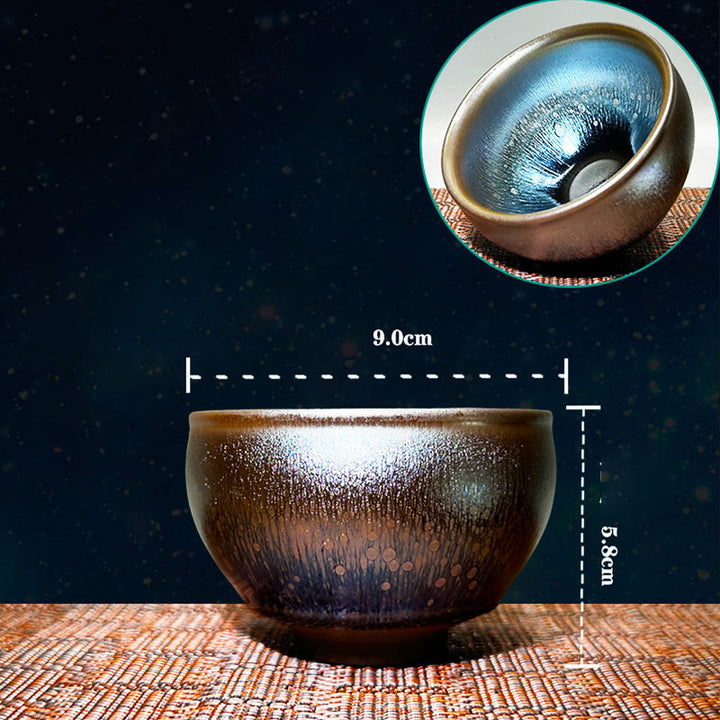 Buddha Stones , handgefertigt, chinesisches Jianzhan-Öltropfen-Punktmuster, Keramik-Teetasse, Tenmoku-Kung-Fu-Teetasse, 150 ml
