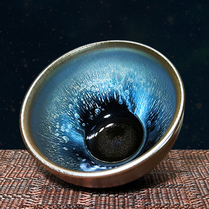 Buddha Stones , handgefertigt, chinesisches Jianzhan-Öltropfen-Punktmuster, Keramik-Teetasse, Tenmoku-Kung-Fu-Teetasse, 150 ml