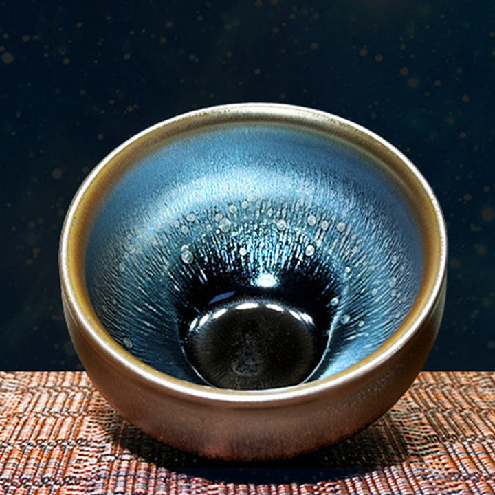 Buddha Stones , handgefertigt, chinesisches Jianzhan-Öltropfen-Punktmuster, Keramik-Teetasse, Tenmoku-Kung-Fu-Teetasse, 150 ml