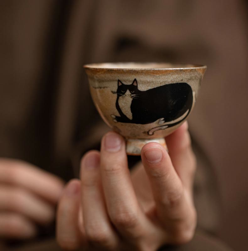 Buddha Stones Kleine süße Katzen-Teetasse, Kung-Fu-Teetasse, 60 ml - image 9