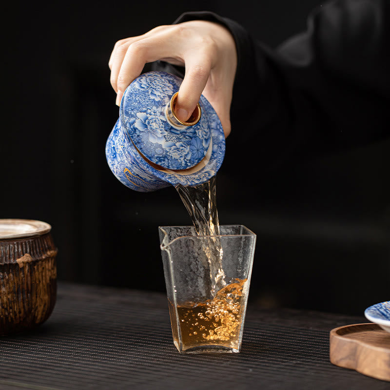 Buddha Stones, Thangka, Drachen-Buddhas, Dunhuang, Keramik, Gaiwan, Sancai, Kung-Fu-Teetasse und Untertasse mit Deckel, Geschenkbox, 180 ml