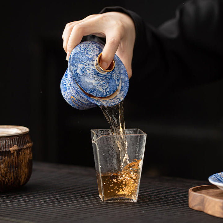 Buddha Stones, Thangka, Drachen-Buddhas, Dunhuang, Keramik, Gaiwan, Sancai, Kung-Fu-Teetasse und Untertasse mit Deckel, Geschenkbox, 180 ml