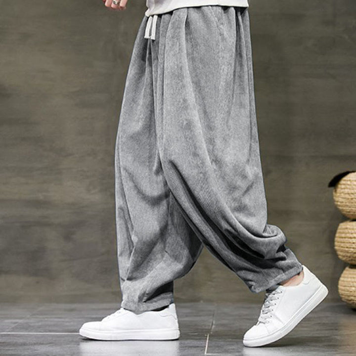 Buddha Stones Lässige, schlichte Baumwoll-Pumphose für Herren mit Taschen - Grau - US/ UK/AU46，EU56 (5XL) - image 10