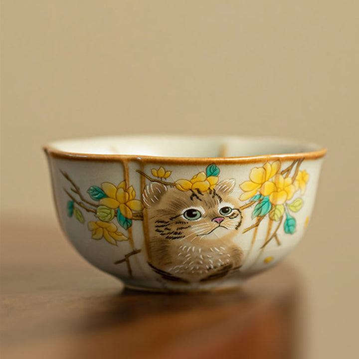 Buddha Stones ​​Nette Katze Gelb Blumen Kaninchen Teetasse Kung Fu Teetasse - Katze 7 cm * 3,3 cm * 50 ml - image 16
