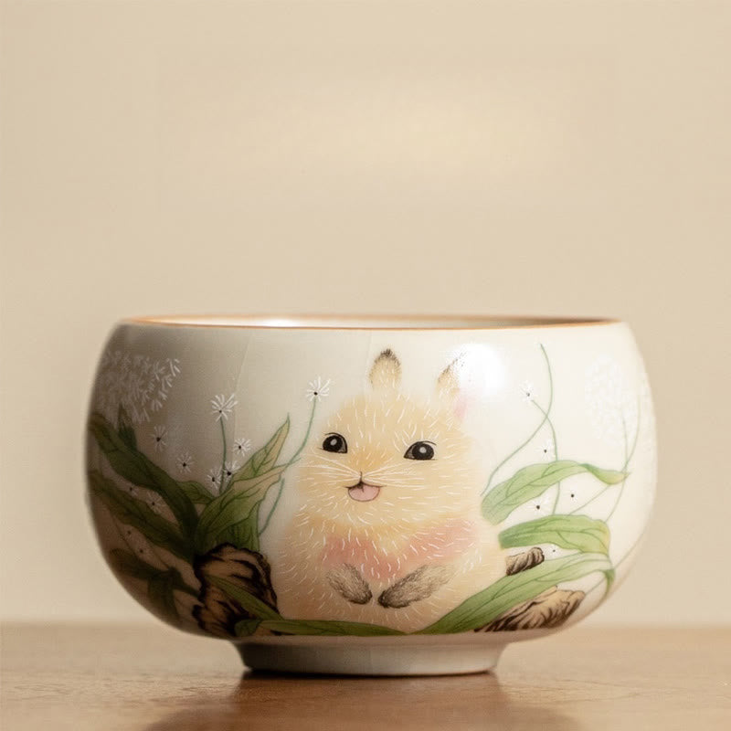 Buddha Stones ​​Nette Katze Gelb Blumen Kaninchen Teetasse Kung Fu Teetasse - Kaninchen 7,6 cm * 4,8 cm * 160 ml - image 19