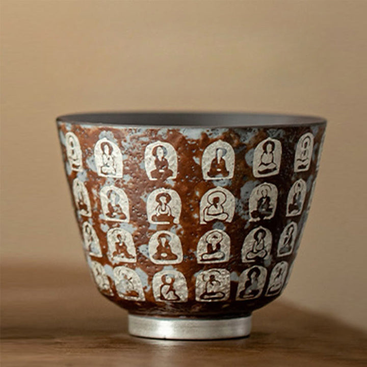 Buddha Stones Zehntausend Buddha-Gedichte Teetasse Kung Fu Teetasse 100ml mit Geschenkbox