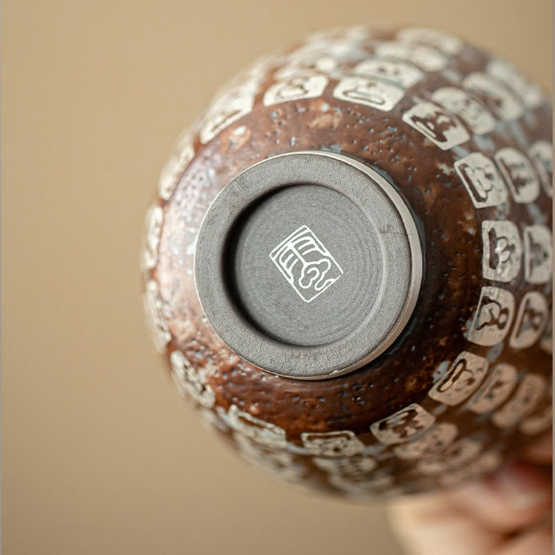 Buddha Stones Zehntausend Buddha-Gedichte Teetasse Kung Fu Teetasse 100ml mit Geschenkbox