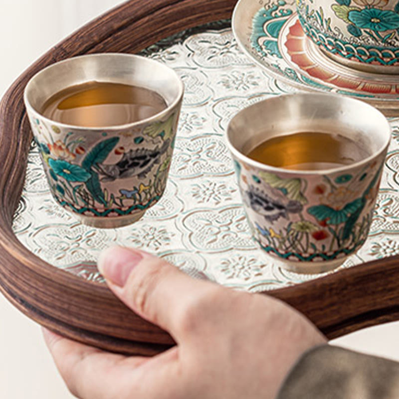 Buddha Stones, Fisch, Lotus, Algen, Teetasse, Kung-Fu-Teetasse, 45 ml, mit Geschenkbox