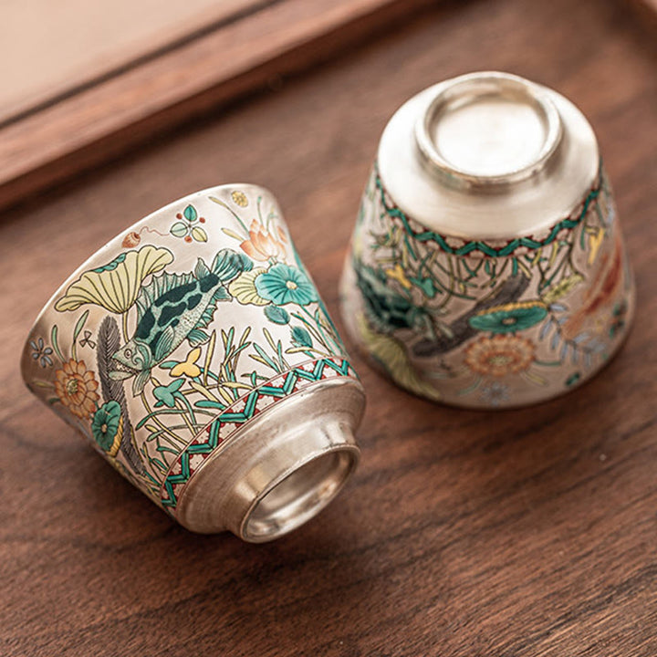 Buddha Stones, Fisch, Lotus, Algen, Teetasse, Kung-Fu-Teetasse, 45 ml, mit Geschenkbox