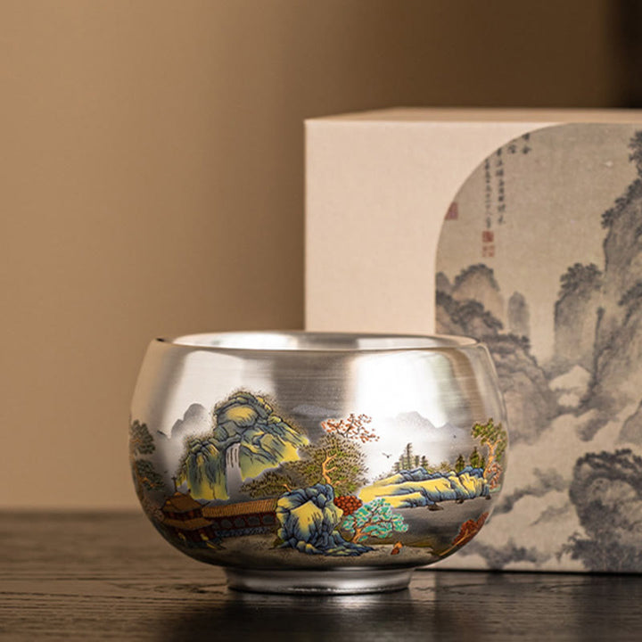 Buddha Stones, Fisch, Lotus, Seetang, Tal, Berge, Kiefer, Drachen-Teetasse, Kung-Fu-Teetasse mit Geschenkbox