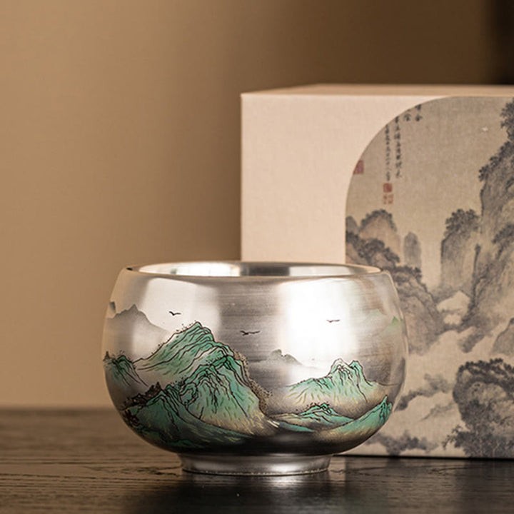 Buddha Stones, Fisch, Lotus, Seetang, Tal, Berge, Kiefer, Drachen-Teetasse, Kung-Fu-Teetasse mit Geschenkbox
