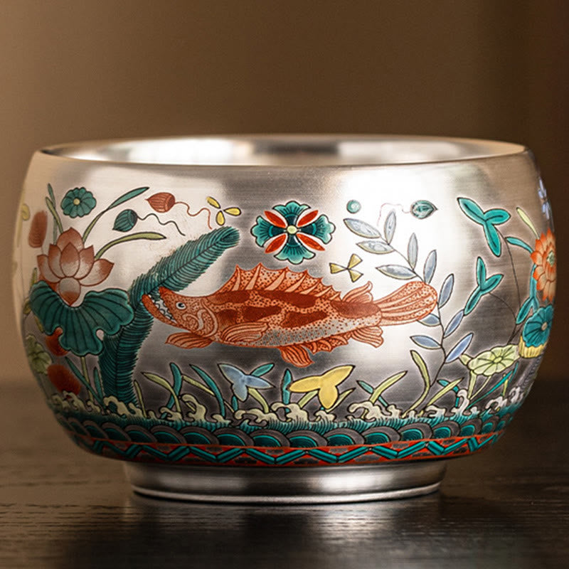 Buddha Stones, Fisch, Lotus, Seetang, Tal, Berge, Kiefer, Drachen-Teetasse, Kung-Fu-Teetasse mit Geschenkbox