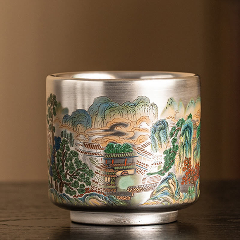 Buddha Stones, Fisch, Lotus, Seetang, Tal, Berge, Kiefer, Drachen-Teetasse, Kung-Fu-Teetasse mit Geschenkbox