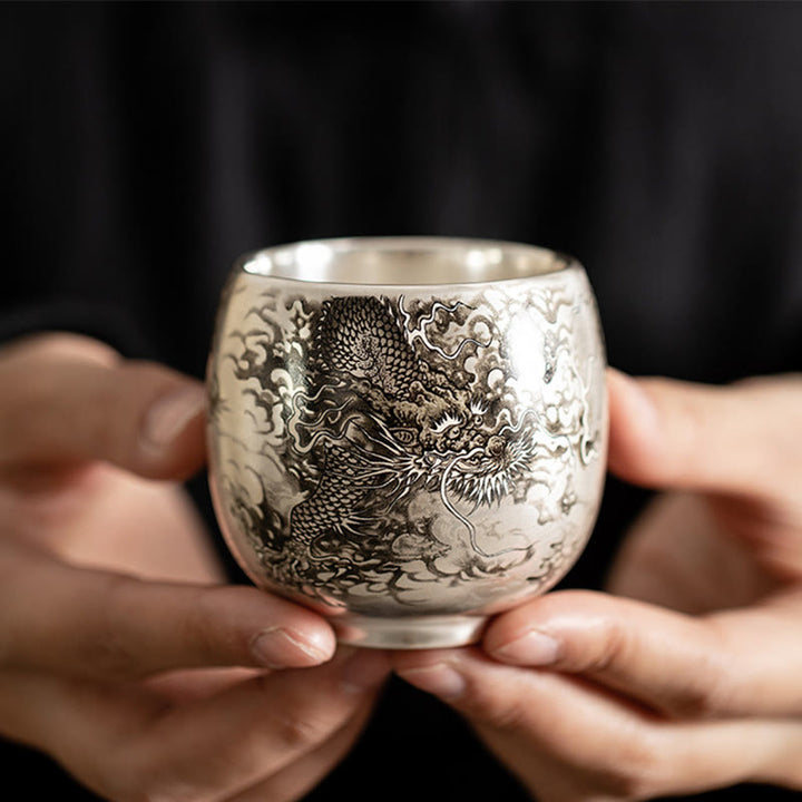 Buddha Stones, Fisch, Lotus, Seetang, Tal, Berge, Kiefer, Drachen-Teetasse, Kung-Fu-Teetasse mit Geschenkbox