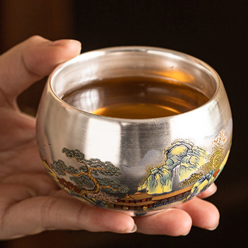 Buddha Stones, Fisch, Lotus, Seetang, Tal, Berge, Kiefer, Drachen-Teetasse, Kung-Fu-Teetasse mit Geschenkbox