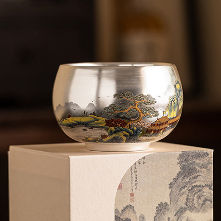 Buddha Stones, Fisch, Lotus, Seetang, Tal, Berge, Kiefer, Drachen-Teetasse, Kung-Fu-Teetasse mit Geschenkbox