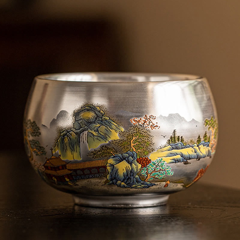 Buddha Stones, Fisch, Lotus, Seetang, Tal, Berge, Kiefer, Drachen-Teetasse, Kung-Fu-Teetasse mit Geschenkbox