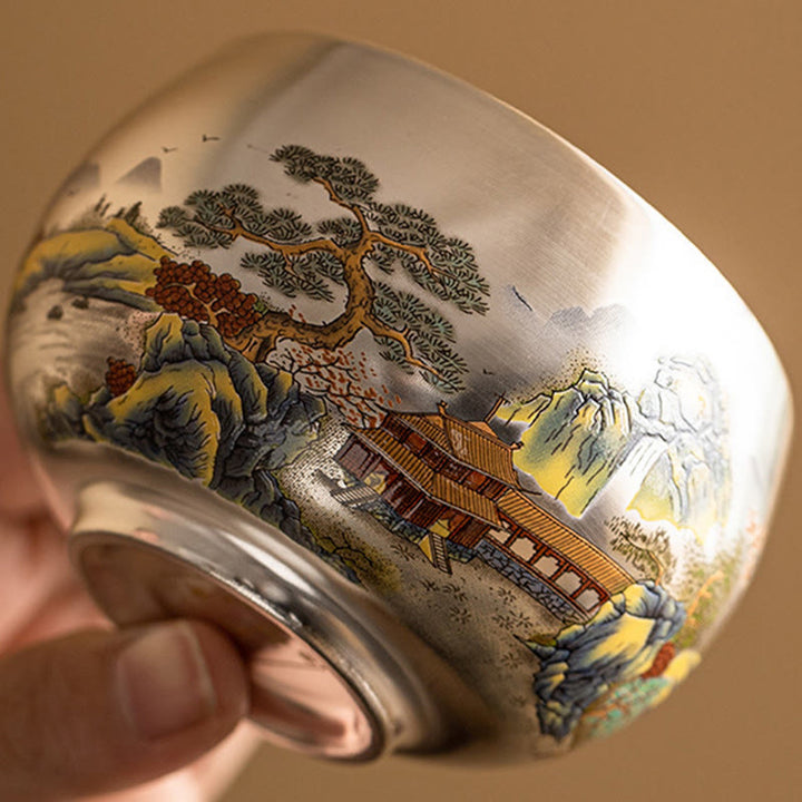 Buddha Stones, Fisch, Lotus, Seetang, Tal, Berge, Kiefer, Drachen-Teetasse, Kung-Fu-Teetasse mit Geschenkbox