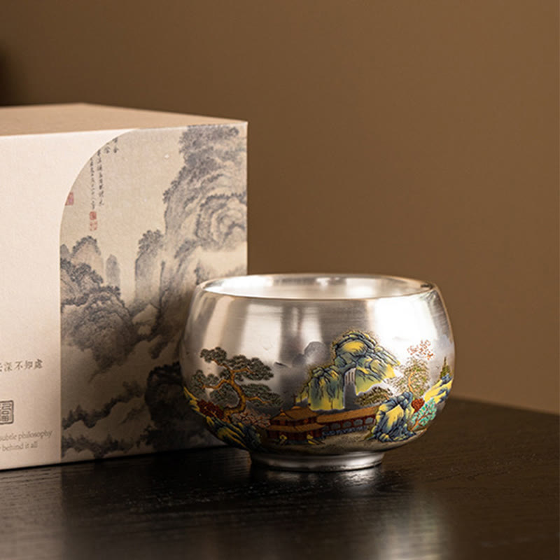 Buddha Stones, Fisch, Lotus, Seetang, Tal, Berge, Kiefer, Drachen-Teetasse, Kung-Fu-Teetasse mit Geschenkbox