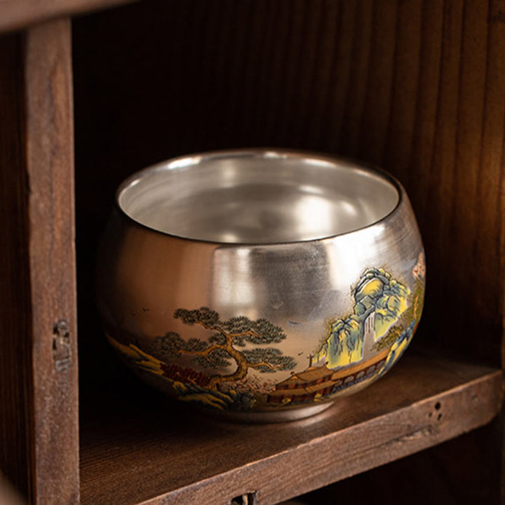 Buddha Stones, Fisch, Lotus, Seetang, Tal, Berge, Kiefer, Drachen-Teetasse, Kung-Fu-Teetasse mit Geschenkbox