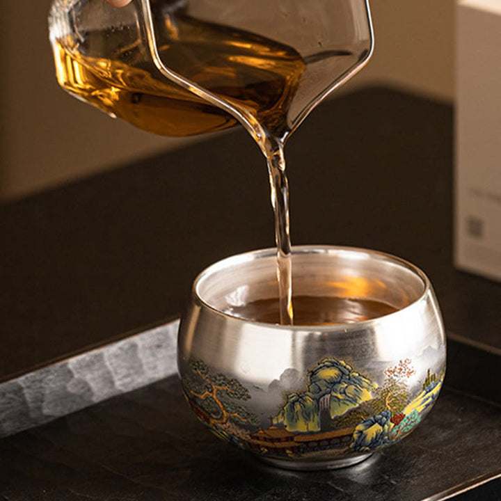 Buddha Stones, Fisch, Lotus, Seetang, Tal, Berge, Kiefer, Drachen-Teetasse, Kung-Fu-Teetasse mit Geschenkbox
