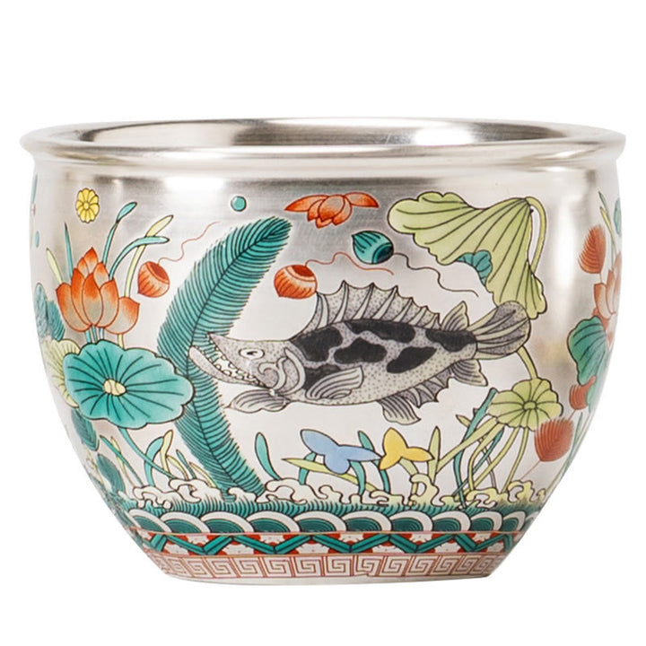 Buddha Stones, Fisch, Lotus, Seetang, Tal, Berge, Kiefer, Drachen-Teetasse, Kung-Fu-Teetasse mit Geschenkbox