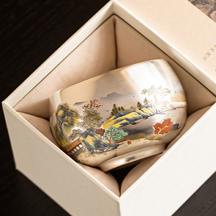 Buddha Stones, Fisch, Lotus, Seetang, Tal, Berge, Kiefer, Drachen-Teetasse, Kung-Fu-Teetasse mit Geschenkbox