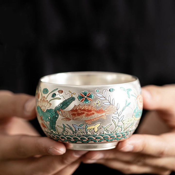 Buddha Stones, Fisch, Lotus, Seetang, Tal, Berge, Kiefer, Drachen-Teetasse, Kung-Fu-Teetasse mit Geschenkbox