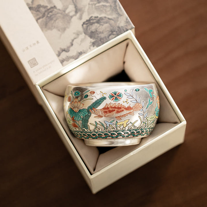 Buddha Stones, Fisch, Lotus, Seetang, Tal, Berge, Kiefer, Drachen-Teetasse, Kung-Fu-Teetasse mit Geschenkbox