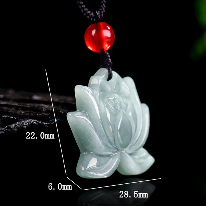 Buddha Stones Lotus Flower Pattern Geschnitzte Jade Wohlstand Halskette Anhänger - image 8