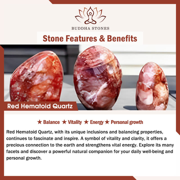 Buddha Stones Natürliche rote Hämatoid-Quarzperlen Balance-Armband