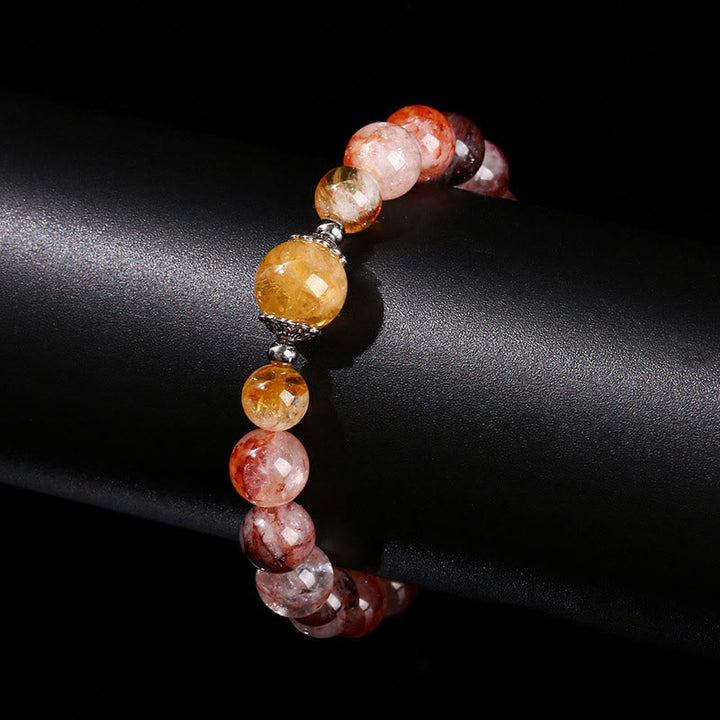 Buddha Stones Natürliche rote Hämatoid-Quarzperlen Balance-Armband