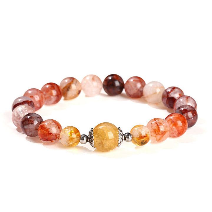 Buddha Stones Natürliche rote Hämatoid-Quarzperlen Balance-Armband