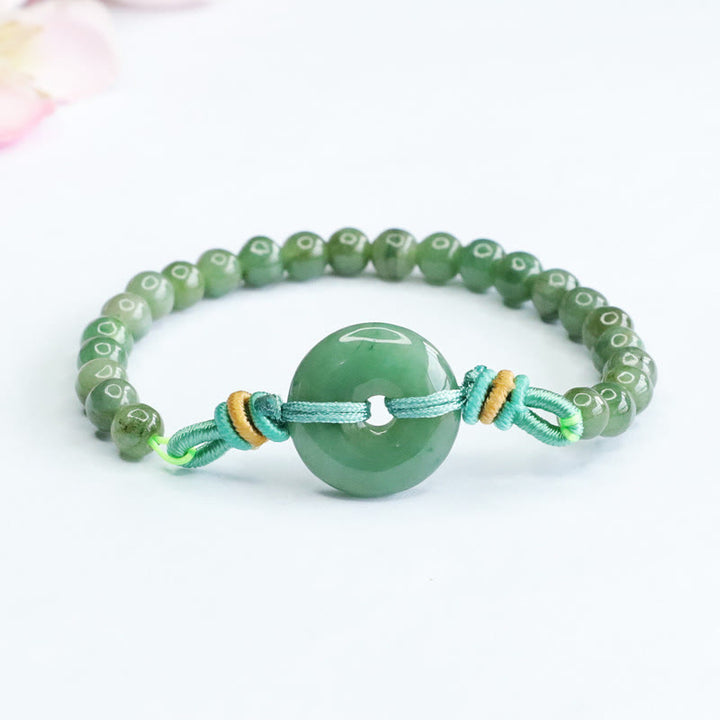 Buddha Stones Jade-Perlen Friedensschnalle Wohlstandsarmband