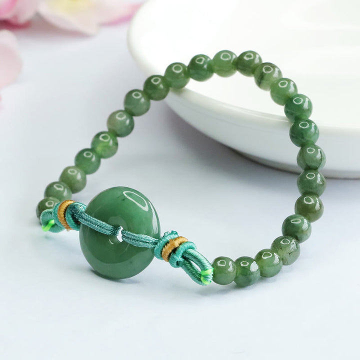 Buddha Stones Jade-Perlen Friedensschnalle Wohlstandsarmband