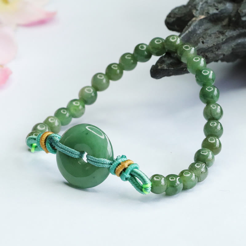 Buddha Stones Jade-Perlen Friedensschnalle Wohlstandsarmband