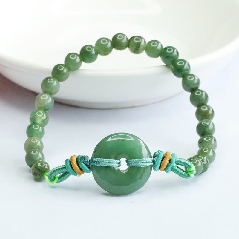Buddha Stones Jade-Perlen Friedensschnalle Wohlstandsarmband