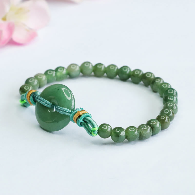 Buddha Stones Jade-Perlen Friedensschnalle Wohlstandsarmband