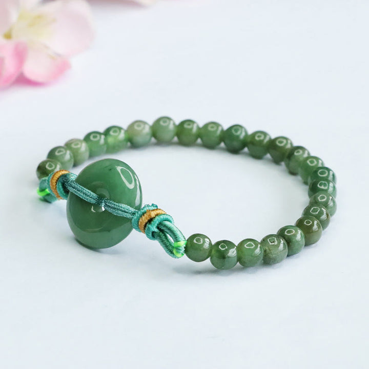 Buddha Stones Jade-Perlen Friedensschnalle Wohlstandsarmband