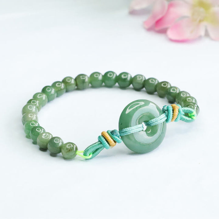 Buddha Stones Jade-Perlen Friedensschnalle Wohlstandsarmband