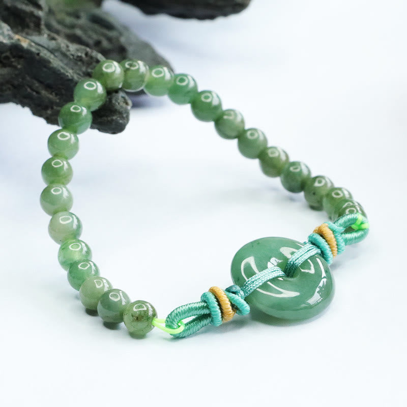 Buddha Stones Jade-Perlen Friedensschnalle Wohlstandsarmband