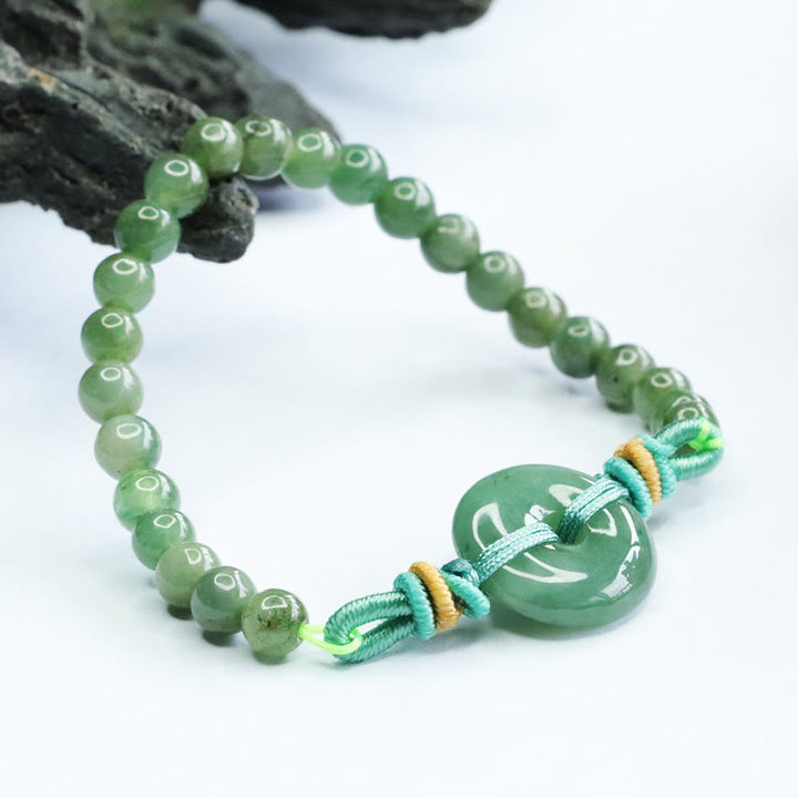 Buddha Stones Jade-Perlen Friedensschnalle Wohlstandsarmband