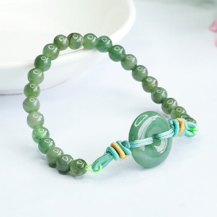 Buddha Stones Jade-Perlen Friedensschnalle Wohlstandsarmband