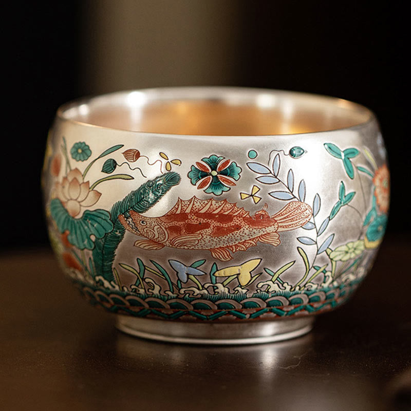 Buddha Stones, Fisch, Lotus, Seetang, Tal, Berge, Kiefer, Drachen-Teetasse, Kung-Fu-Teetasse mit Geschenkbox